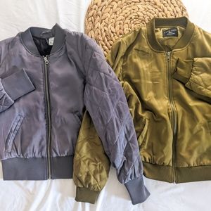 🛍️ *2 for 1 Bundle* Bomber Jackets, Gray and Olive Green